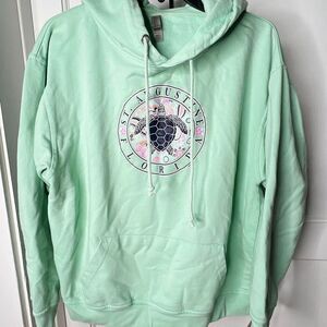 U.S. Apparel St. Augustine, Florida Graphic Hoodie Turtle Design Mint Green Medi